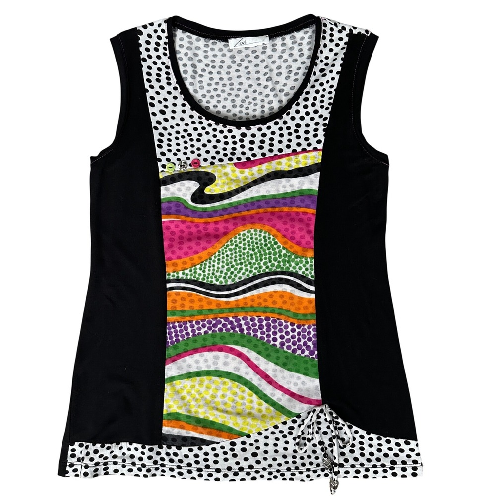 Zoé Art To Wear Mesh Tank‎ Top Psychedelic Whimsigoth Maximalist Y2K  Polka Dot